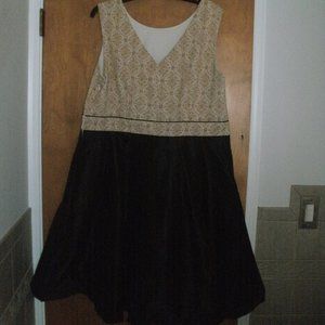 eShakti Holiday Formal Dress Sleeveless Gold Brocade Top Black Full Skirt 2X 20W